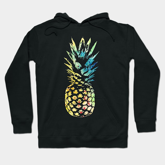 Pineapple Fruit Summer Food Tropical Watercolor Painting Art Distressed Graphics Hoodie by joannejgg